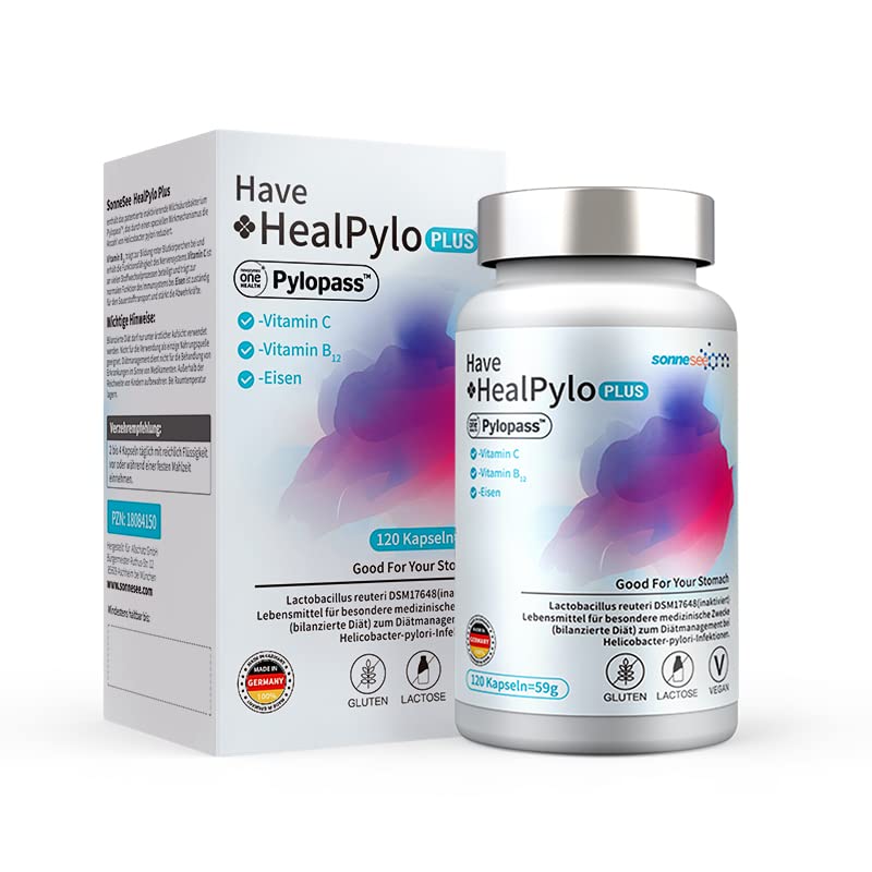 Pylopass Lactobacillus Reuteri Antipylori 120 Capsules 400 Mg Per Day For Heartburn, Bad Breath Breaking Stimulation Acid Reflux, Stomach Discomfort Due To Helicobacter Pylori With Vitamin C, B12, - NewNest Australia