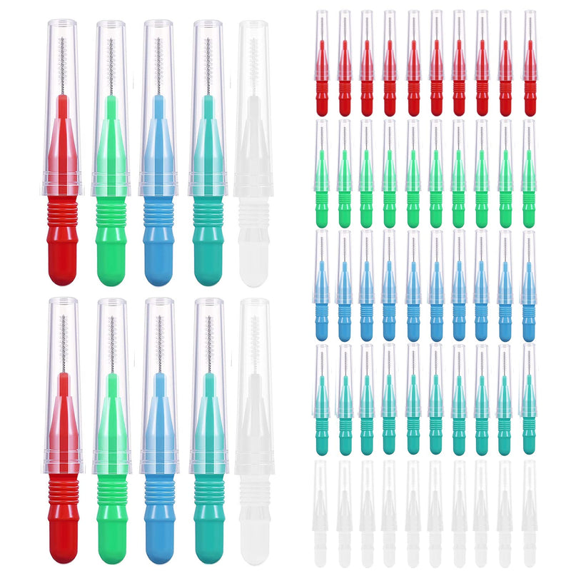 Pack of 50 interdental brushes, interdental brushes, tooth cleaning between spaces with cover, toothbrush between spaces for cleaning between maintaining oral health (5 colors) 50 - NewNest Australia