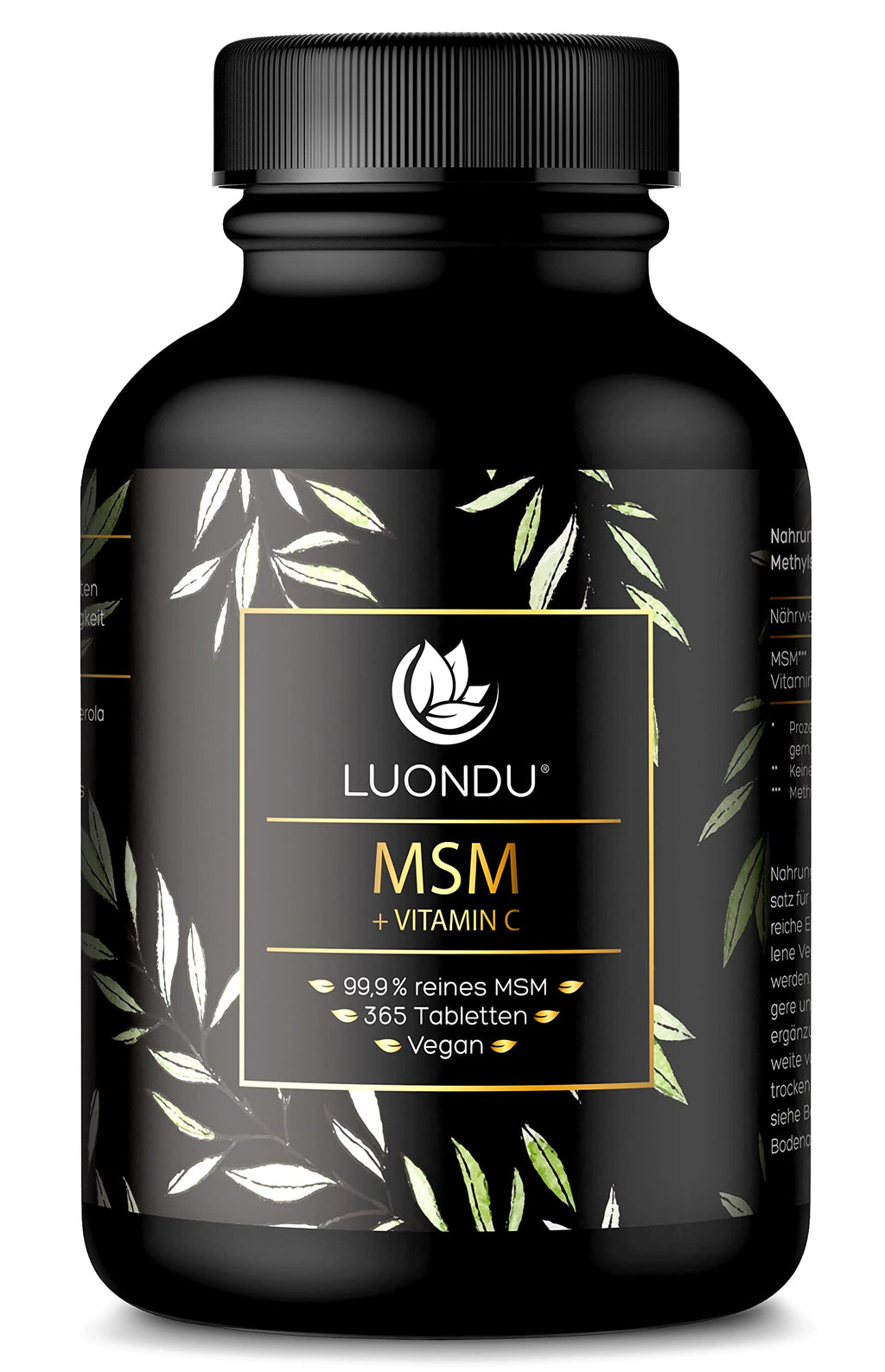 Luondu® MSM 2000mg with vitamin C per daily dose - 365 high-dose MSM tablets - MSM sulfur tablets - high-dose MSM, vegan & without additives - NewNest Australia