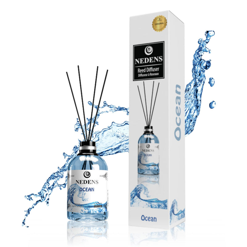 Nedens Reed Diffuser Diffuseur A Roseaux Room Fragrance With Fragrance Sticks, Diffuser, Air Freshener For Office, Bathroom, Kitchen, Room, Perfume For Home, 110 Ml (Ocean) - NewNest Australia
