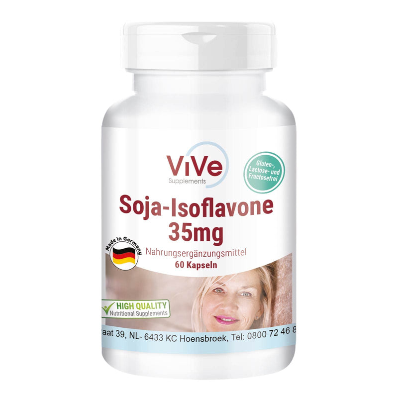 Soy isoflavones 35mg - 60 capsules - high dosage and vegan - made from standardized soybean extract | Quality from Germany from ViVe Supplements - NewNest Australia
