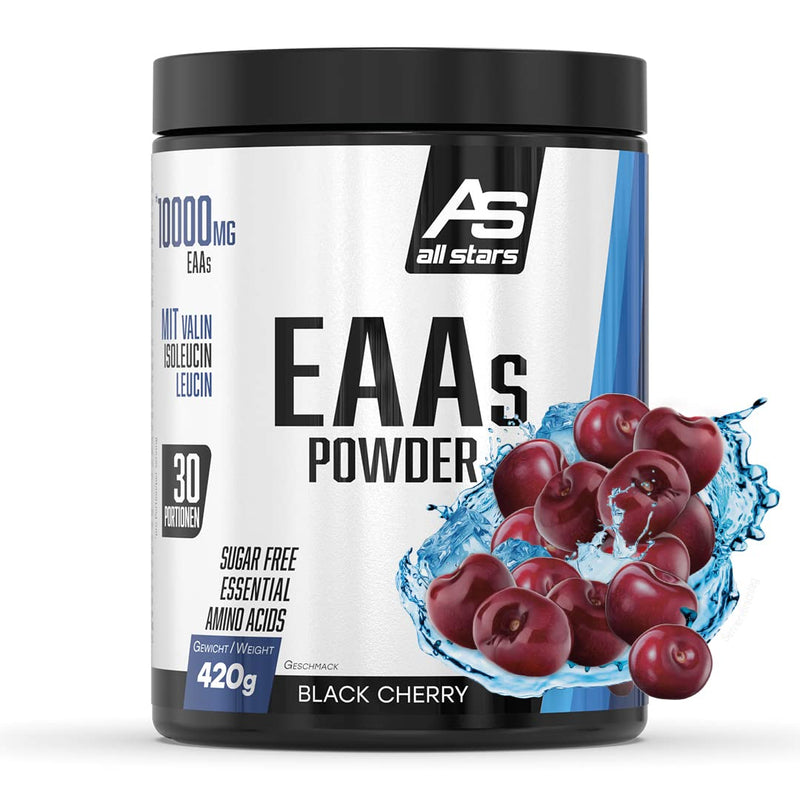 All Stars EAA Powder Black Cherry I High-dose amino acids I 420g powder with 10,000 mg EAAs per serving I BCAA supplement with L-Leucine + L-Valine + L-Isoleucine I Shake sugar-free - NewNest Australia