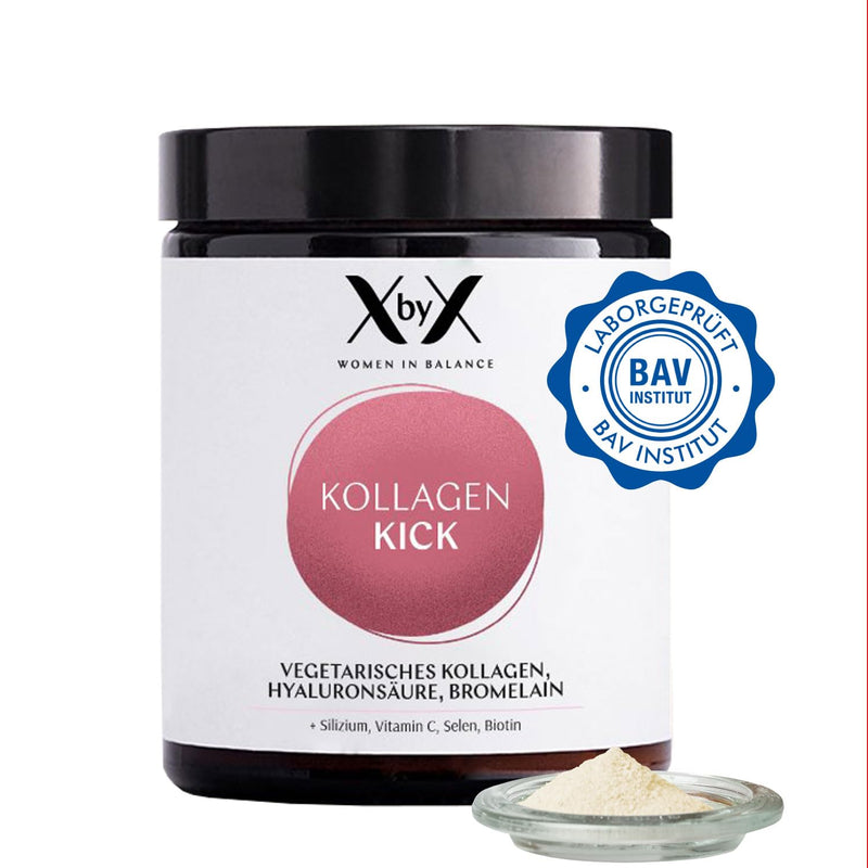XbyX® Collagen Kick - Vegetarian Premium Collagen Powder - Type 1, 5 and 10 Collagen - Active ingredient complex made of collagen, hyaluronic acid, bromelain, silicon, selenium, biotin - NewNest Australia