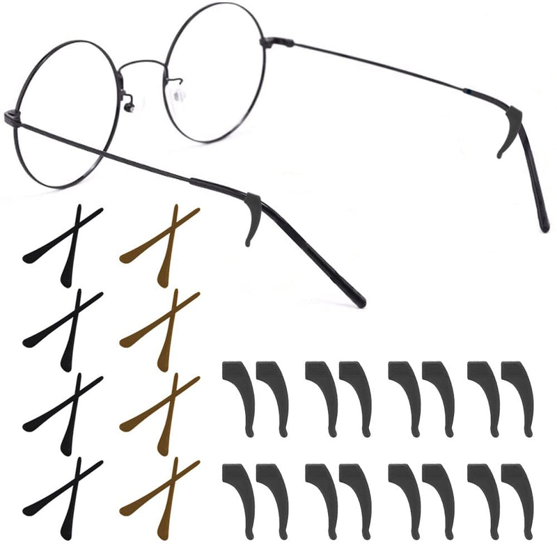 Lytivagen 8 Pairs Of Silicone Glasses Covers, Non-Slip Glasses End Caps, Comfort Glasses, Ear Hooks With 8 Pairs Of Silicone Glasses, Ear Hooks, Glasses Holder, Non-Slip Covers For Thin Glasses Legs, Brown Black - NewNest Australia