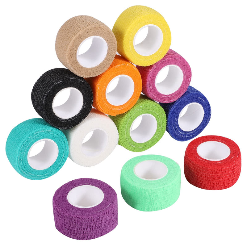 12 Rolls Of Self-Adhesive Bandage, 2.5 Cm X 4.5 M, Self-Adhesive Bandage, Elastic Fixing Bandage, Self-Adhesive For Sports, Hand, Arm, Foot, Joint, Fingers (Colourful) - NewNest Australia