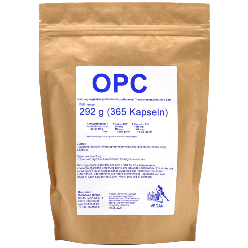 OPC grape seed extract high dosage + zinc, 365 capsules for 12 months (365 capsules) 292.00 g (pack of 1) - NewNest Australia