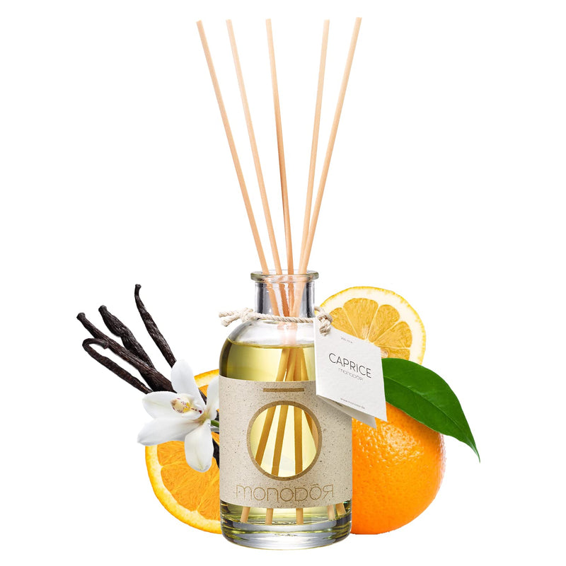 Monodor Caprice Fragrance Room Fragrance Sunny Made In Italy Long-Lasting 200 Ml Sustainable Room Fragrance Vanilla, Orange, Mandarin For Sunny, Warm Hearty Indoor Climate - NewNest Australia