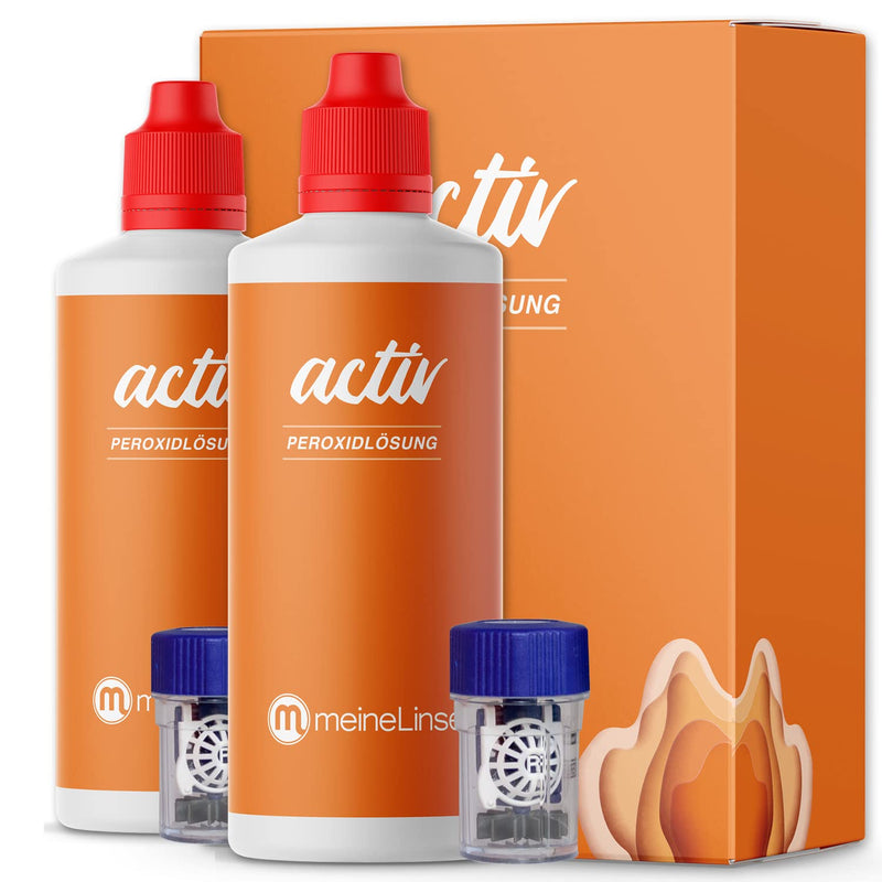 meineLinse activ peroxide solution double pack 2 x 360ml + 2 containers - for the gentle cleaning of soft and dimensionally stable contact lenses - preservative-free (2x 360ml + 2 containers) 2x 360ml + 2 containers - NewNest Australia