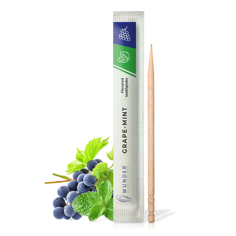 Wonder Toothpicks With Flavor, 100 X Toothpicks, Individually Packed, In 7 Refreshing Varieties, Gentle Oral Hygiene, Fresh Breath, Individually Packed Toothpicks With Flavor (Grape/Mint) - NewNest Australia