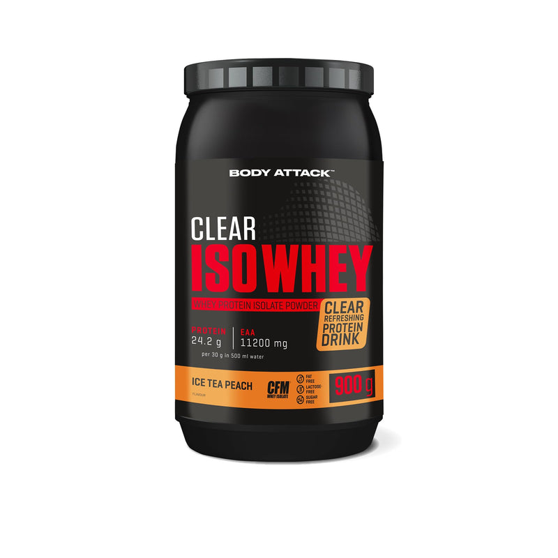 Body Attack Clear Iso Whey - Ice Tea Peach Flavor - 900 G - Made In Germany - Refreshing, Clear Whey Protein Isolate - 24 G Protein And 11,400 Mg Eaas Per Iso Whey Shake, Sugar & Fat Free - NewNest Australia