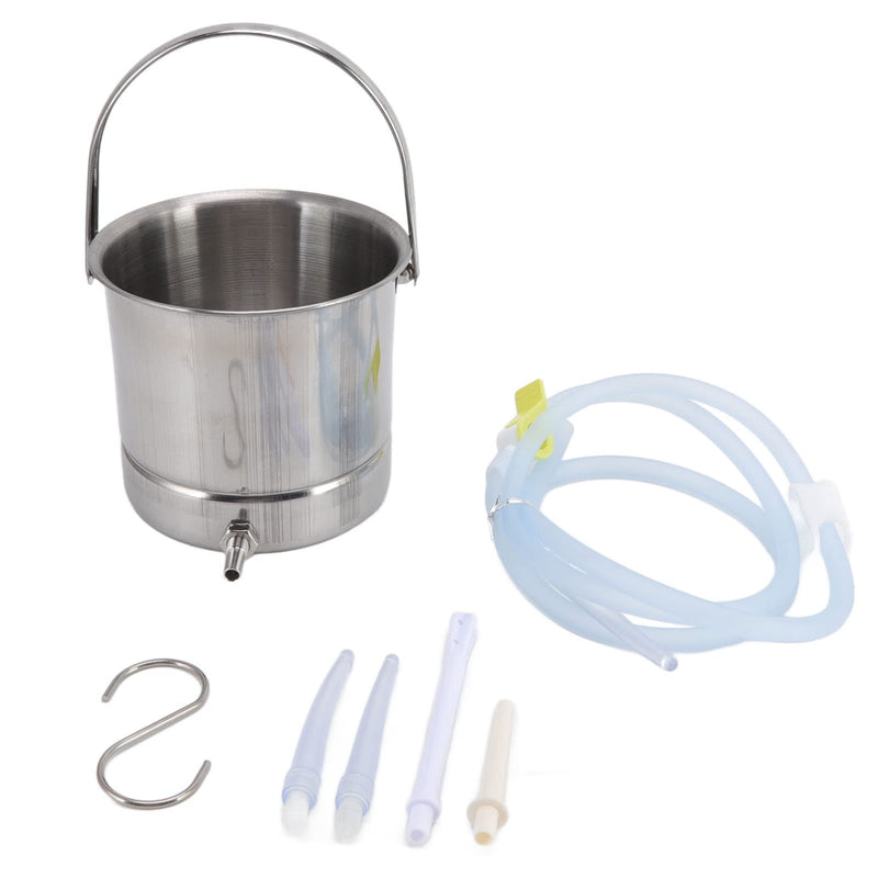 Stainless Steel Bucket Silicone Hoses Enema Kit, 1.6 Liter Bucket Hose Nozzles With Storage Bag, Relaxing And Convenient To Use, For Household Cleaning, Detox Enemas - NewNest Australia