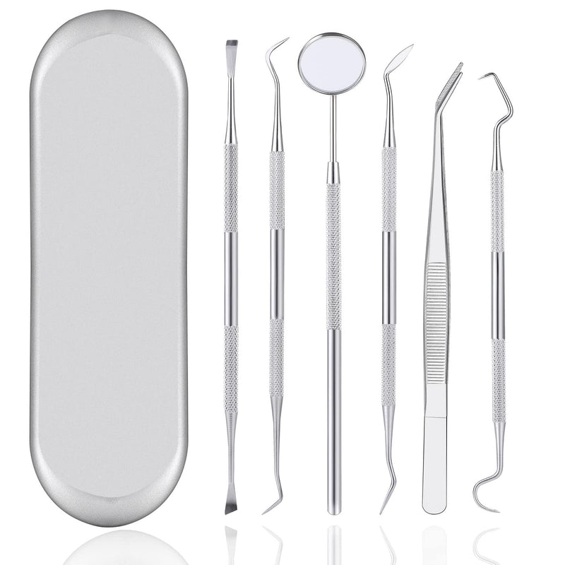 Dental care set of 6, dentist instruments, dental cutlery, dental mirror, dental tweezers, dental probe, tartar remover made of stainless steel with box - NewNest Australia