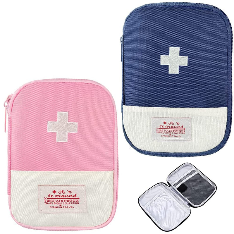 Pack Of 2 Waterproof Medicine Storage Bags, Portable Travel First Aid Kit, Empty First Aid Bag, Travel Pharmacy Waterproof For Office, Travel, Hiking, Camping (Blue, Pink) - NewNest Australia