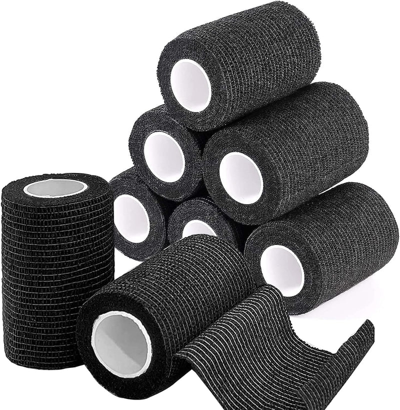 ADMITRY Self-Adhesive Bandage, 8 Rolls x 7.5 cm x 4.5 m Plaster Roll Bandage Material Elastic Bandage Fixing Bandage Adhesive Bandage Self-Adhesive (Black) - NewNest Australia