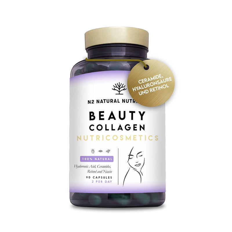 Collagen With Retinol, Hyaluronic Acid, Ceramides And Niacin, Anti-Wrinkle And Anti-Aging Effect, Innovative Formula For Hydration Of The Skin. 90 Vegetable Capsules. Ce. N2 Natural Nutrition - NewNest Australia