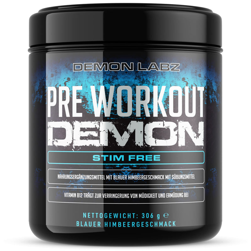 Pre-Workout Demon CAFFEINE FREE (Blue Raspberry Flavor) - Hardcore Stim-Free Pre-Workout Booster without caffeine - with creatine, glutamine & taurine - NewNest Australia