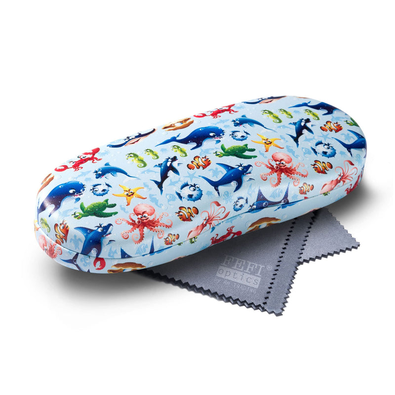 FEFI - Children's glasses case (hard case) with funny motifs - including glasses cleaning cloth/sea microfiber cloth - NewNest Australia