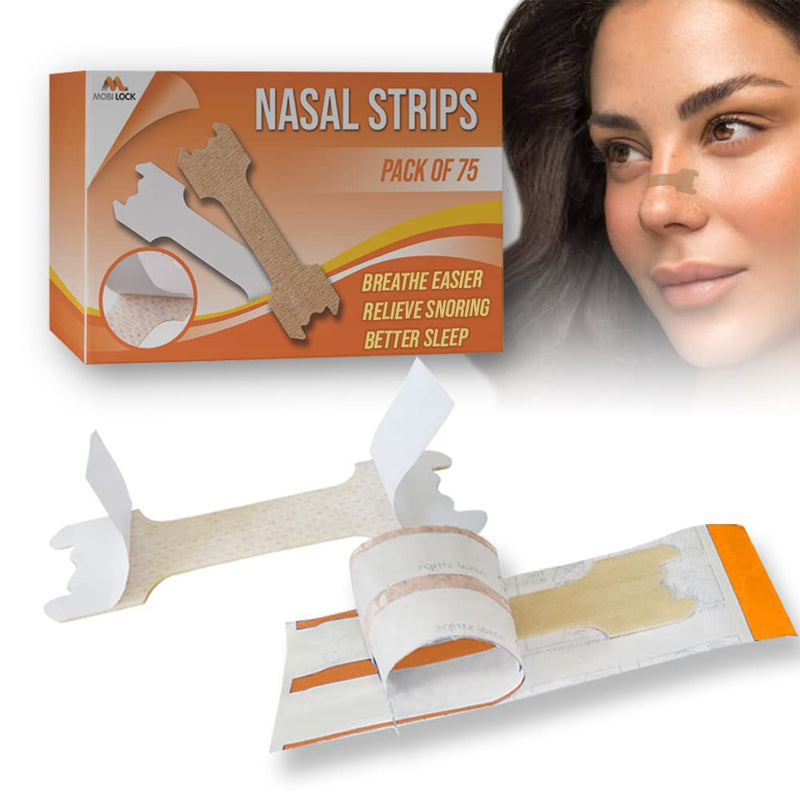 Anti Snoring Nose Plasters - Nose Strips Against Snoring For Women And Men, Reduces Nose Snoring, Relieves Congestion - Skin-Friendly, Without Adhesive Residue - Pack Of 75 Large Mobi Lock - NewNest Australia