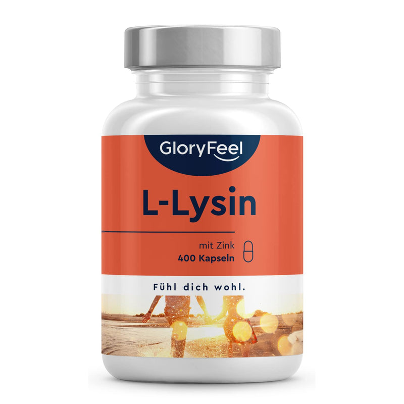 L-Lysine - 400 Vegan Capsules - 1,000 Mg Lysine High Dose Per Daily Dose - Essential Amino Acid With Zinc For Immune System & Skin, Hair, Nails - From Vegetable Fermentation - NewNest Australia