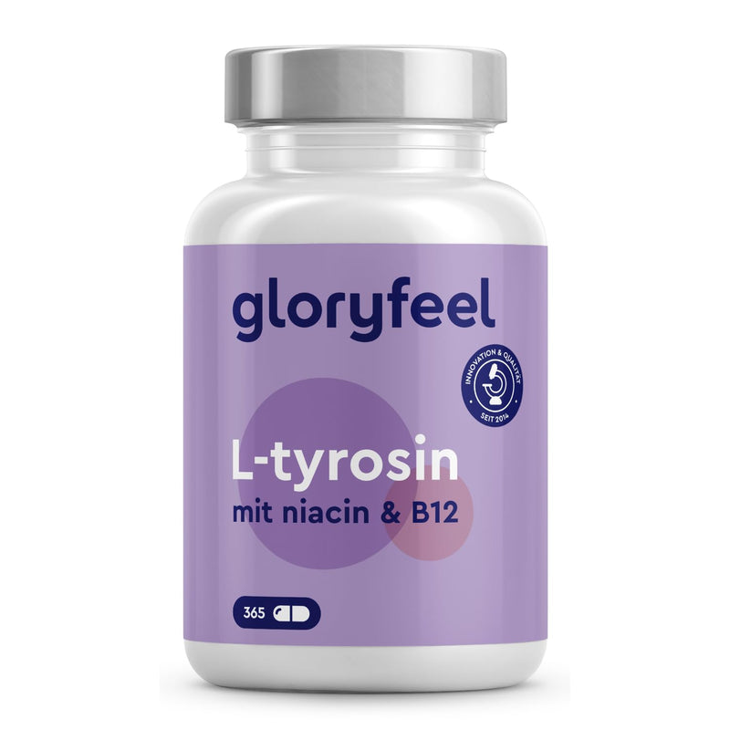 L-Tyrosine high dose - 365 capsules - With 1,000 mg tyrosine per daily dose - Amino acid with vitamin B for nerves, metabolism and psyche * - Supplies for half a year - 100% vegan - NewNest Australia