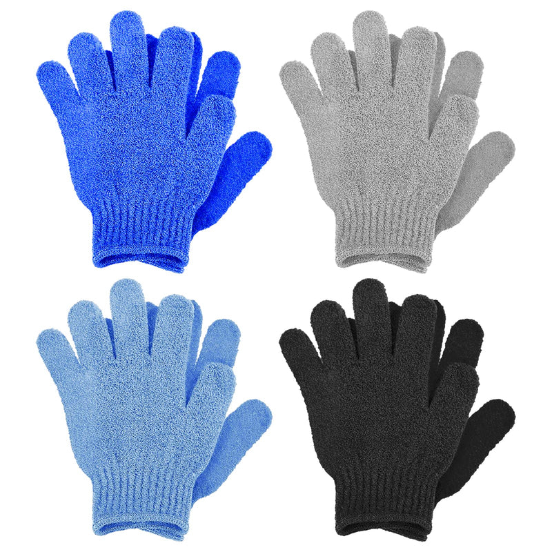 Sibba Pack of 8 Exfoliating Gloves Bamboo Exfoliating Gloves Body Exfoliating Washcloth Scrub Glove for Shower Spa Massage and Dead Skin Cells Black+Light Blue+Light Gray+Dark Blue - NewNest Australia