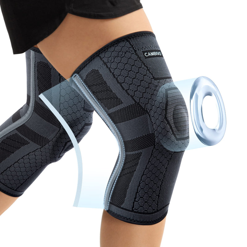 Cambivo,Cambivo Pack Of 2 Knee Support For Men And Women, Knee Support With Pmma Side Stabilizers And Patella Pad, Bandage Knee Pads For Meniscus Tears, Arthritis, Acl, Joint Pain, Running, Volleyball, Sports - NewNest Australia