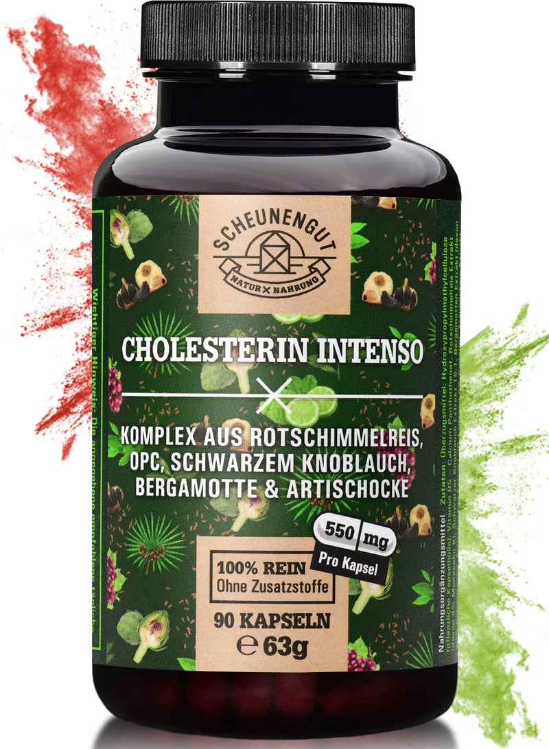 CHOLESTEROL INTENSO® Red Rice Capsules - IMPORTANT: Laboratory-tested brand complex with monacolin K, black garlic, bergamot, artichoke and more I 90 pieces -DE- SCHEUNENGUT® - NewNest Australia