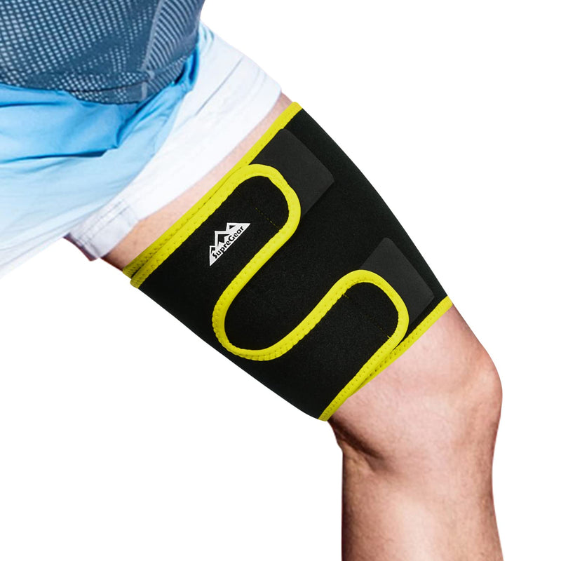 Supregear Thigh Support, Adjustable Thigh Compression Cuff, Neoprene Hamstring Quad Wrap Breathable Non-Slip Upper Leg Support Leg Slimmer For Men And Women, Yellow - NewNest Australia