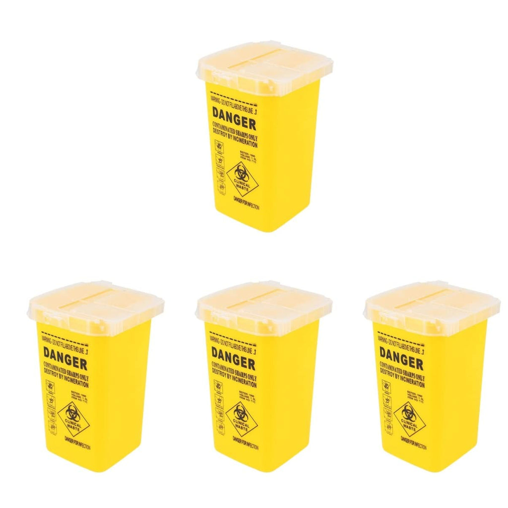 Healifty Box Of 4 Medical Yellow Household Waste And Syringe Cans Daily For Outdoor Use Dermaplane Supplies Test Basket Designed Equipment Sharp Container Size Lid - NewNest Australia