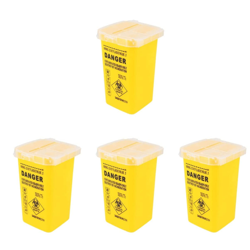 Healifty Box Of 4 Medical Yellow Household Waste And Syringe Cans Daily For Outdoor Use Dermaplane Supplies Test Basket Designed Equipment Sharp Container Size Lid - NewNest Australia