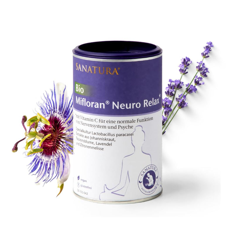 Sanatura Bio Mifloran Neuro Relax - gut-brain balance, for psyche & nerves - including Lactobacillus paracasei, St. John's wort extract, passionflower for more relaxation - NewNest Australia