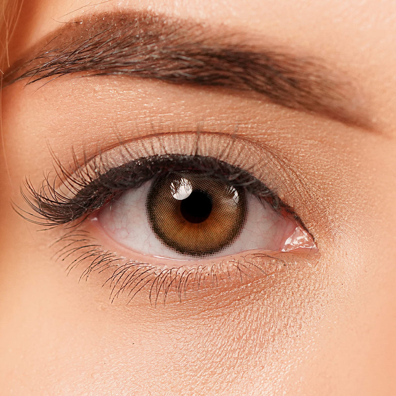 Charmiga Colored Brown Contact Lenses | Brown 6-Month Contact Lenses Without Prescription | Pack Of 2 Soft Colored Lenses + Container, Tweezers, Insertion Aid | Highly Opaque | City Nude Brown 0.00 Dioptres - NewNest Australia