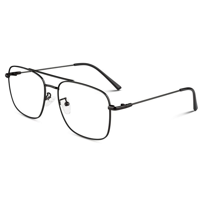 LINVO glasses without prescription for men and women, classic metal frame glasses frame, vintage aviator glasses, fake glasses, black - NewNest Australia