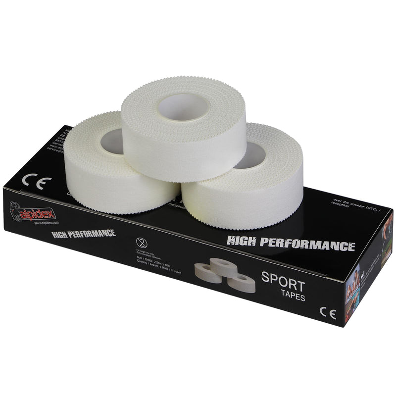 ALPIDEX 3 rolls of finger tape sports tape set 2.5 cm x 10 m tape bandage inelastic white joint sports tape - NewNest Australia