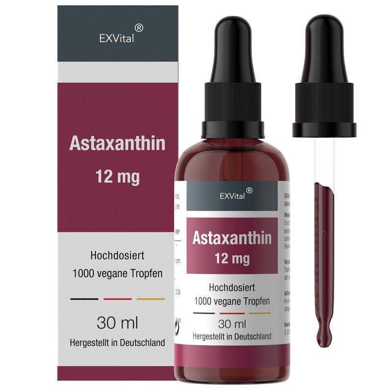 Astaxanthin drops - 12 mg astaxanthin per 2-day dose - high dose & vegan - 100% natural astaxanthin - high bioavailability - laboratory tested, 30 ml - NewNest Australia