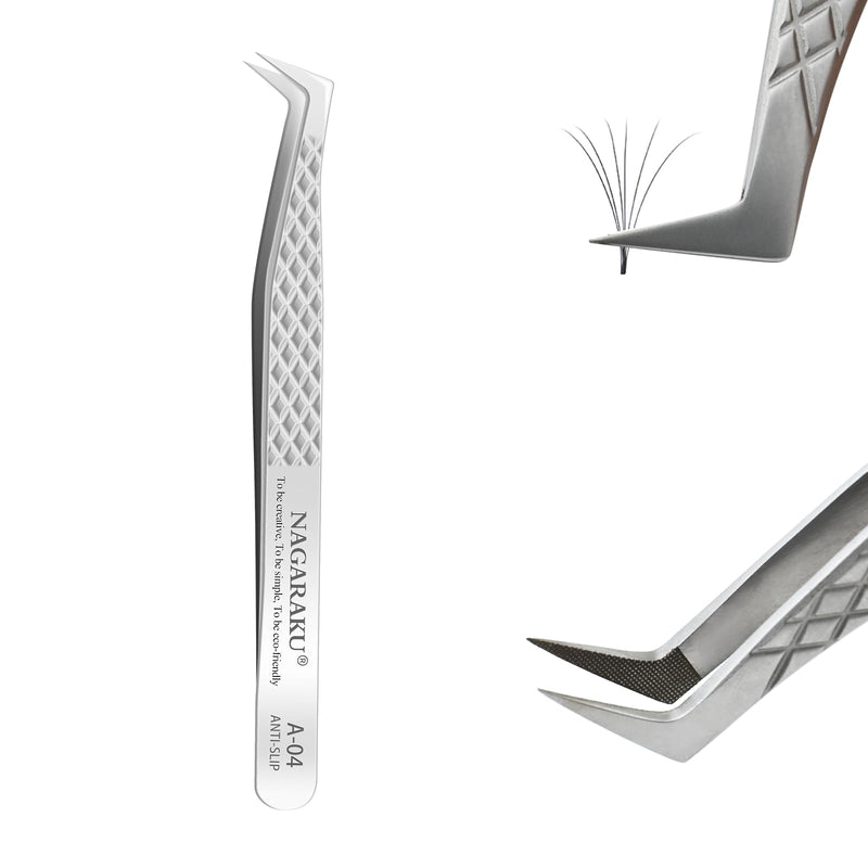 Nagaraku Tweezers For Eyelash Extension, Professional Precision Tweezers, Diamond Handle, Curved Volume Cluster Eyelashes, Easy Fan, Prefabricated Fan Tweezers, Stainless Steel Eyelash Tweezers (A-04) - NewNest Australia