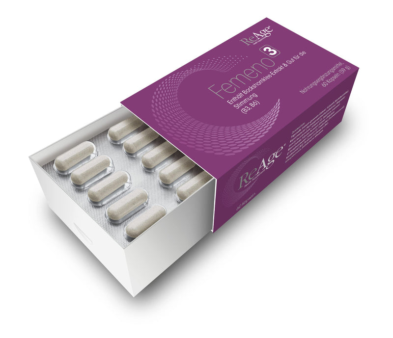 FEMENO 3 dietary supplement menopause | Mood, vitality and intimacy | Herbal preparation with powerful fenugreek extract & Tribulus Terrestris | 60 capsules from ReAge® - NewNest Australia