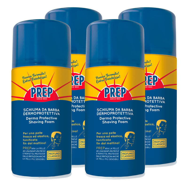 4 x PREP skin-protecting shaving foam, rich and creamy formula for shaving sensitive skin, moisturizes and refreshes, 4 bottles of 300 ml each - NewNest Australia