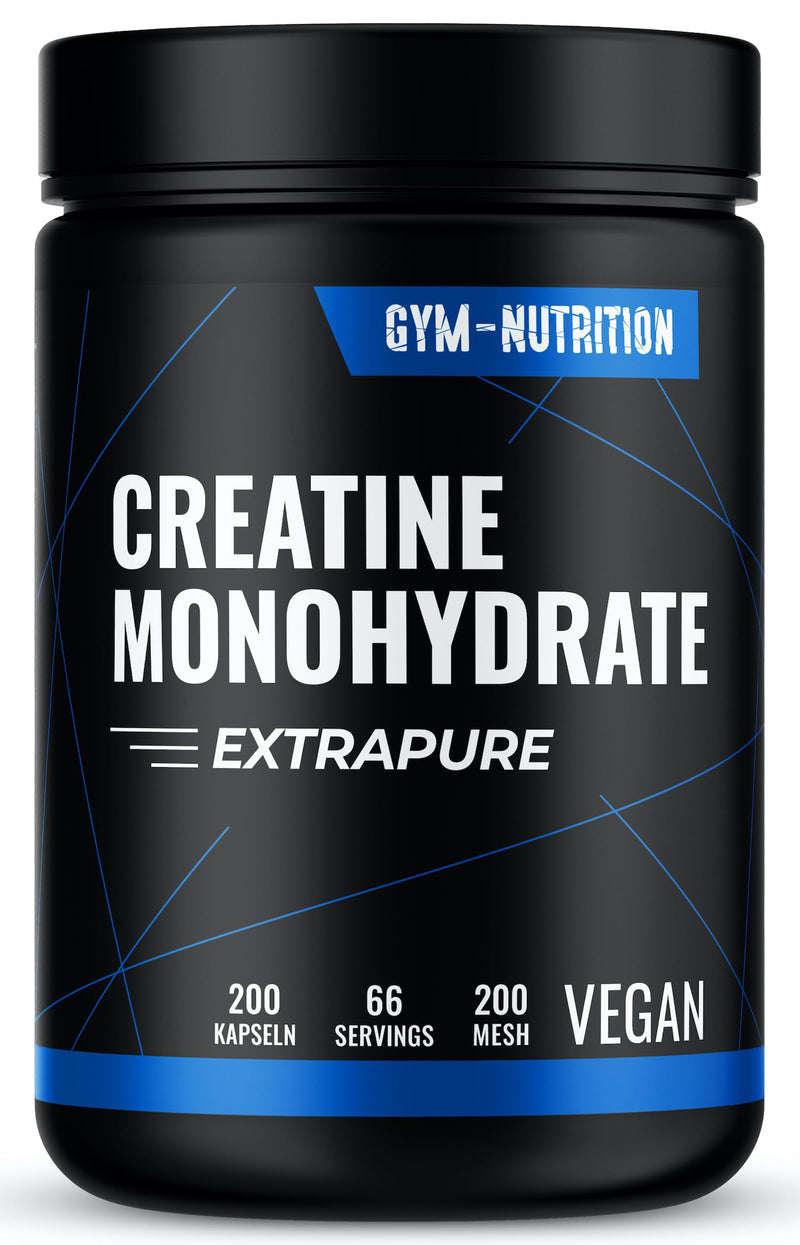 CREATINE (CREATINE) CAPSULES Caps - 200 Creatine GIGA CAPS high dosage I 100% Pure Creatine Monohydrate - Mesh 200- Vegan Bottled in Germany - NewNest Australia