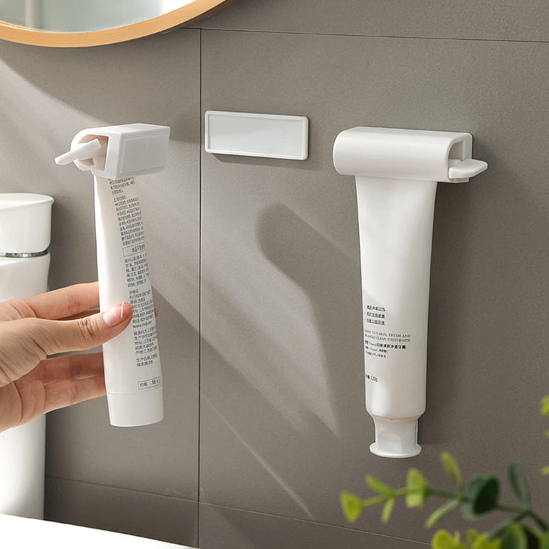 Udqyq 2 X Rolling Toothpaste Tube Squeezer With Magnetic And Super Sticky Pad, Wall Mountable Toothpaste Squeezer Dispenser, Space-Saving, Suitable For Bathroom Washroom (White Wall Mounting) - NewNest Australia