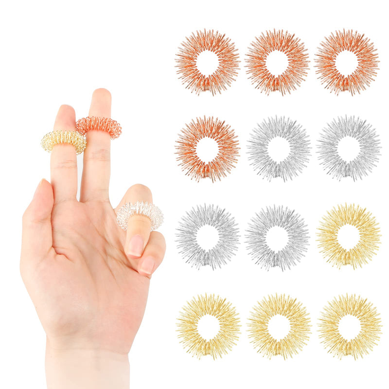 12 Pieces Massage Rings For Fingers, Acupressure Rings Set Acupressure Ring Massage Rings For Finger Wrist, Finger Massage Ring For Teenagers Adults Anxiety Stress Relief Relaxation - NewNest Australia
