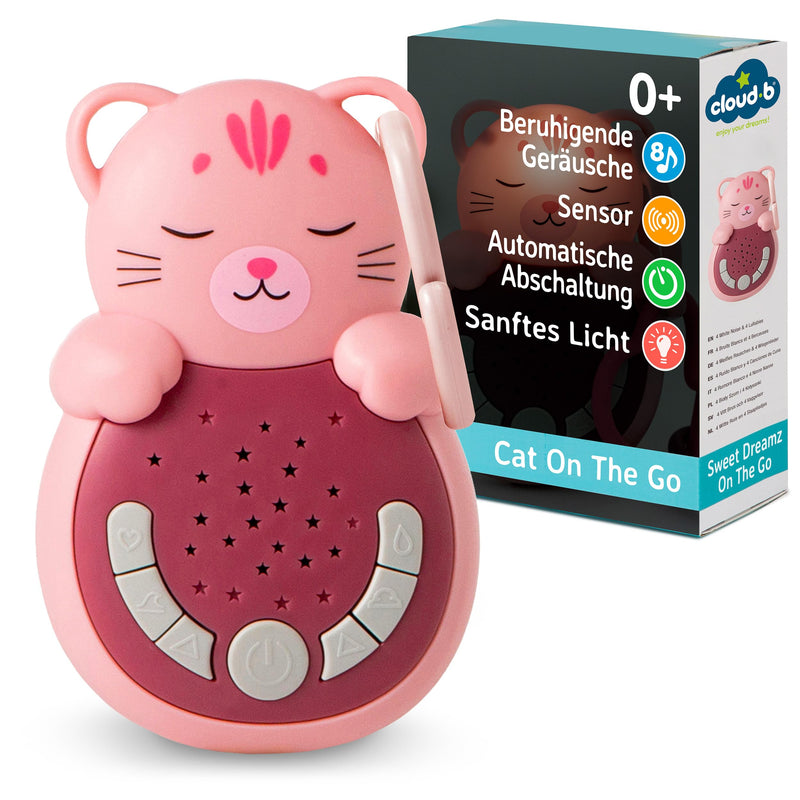 Cloud b Travel Comforting Sound Machine w/Calming Light | 4 White Noise and 4 Lullabies | Re-Activating Smart Sensor | Sweet Dreamz Cat Sweet Dreamz On The Go - Cat - NewNest Australia