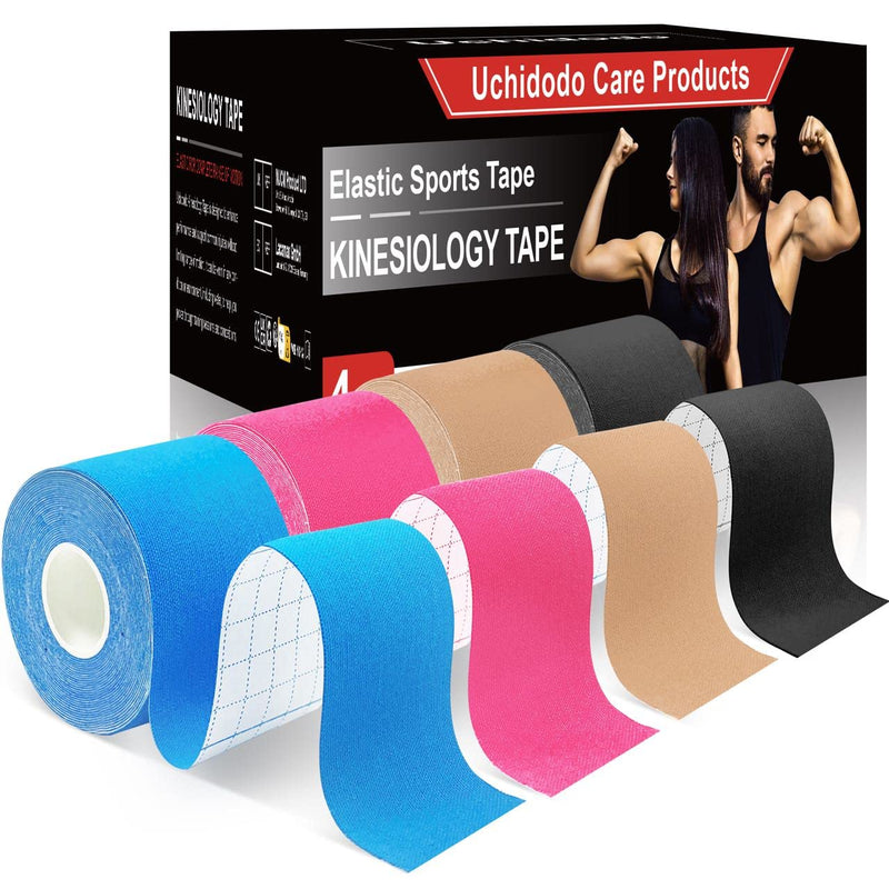 Kinesiology Tape, 5 Mx 5 Cm, Waterproof & Elastic Skin-Friendly Kinesio Tapes, Physio Tape, For Sports, Knee, Shoulder And Elbows, Muscle Tightening Bands (Four Colors) - NewNest Australia