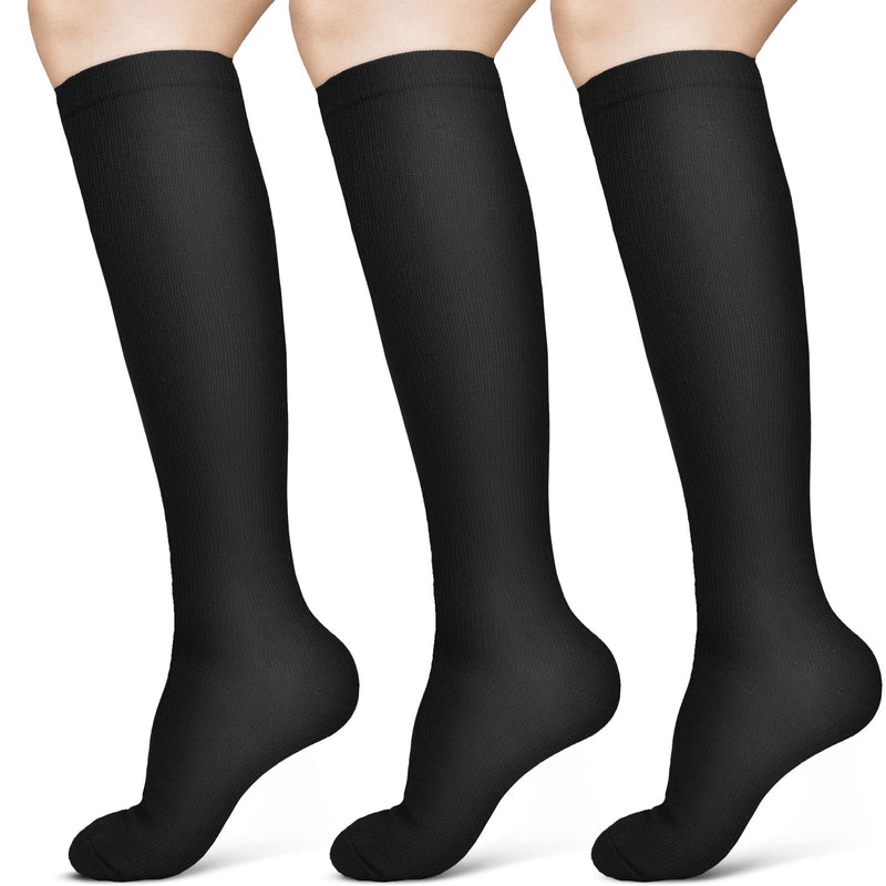 ACWOO compression stockings for women and men, 3 pairs of support stockings, medical compression socks with 15-20 mmhg, black thrombosis stockings, compression socks for running, sports, flights, cycling, 3 pairs - S/M - NewNest Australia
