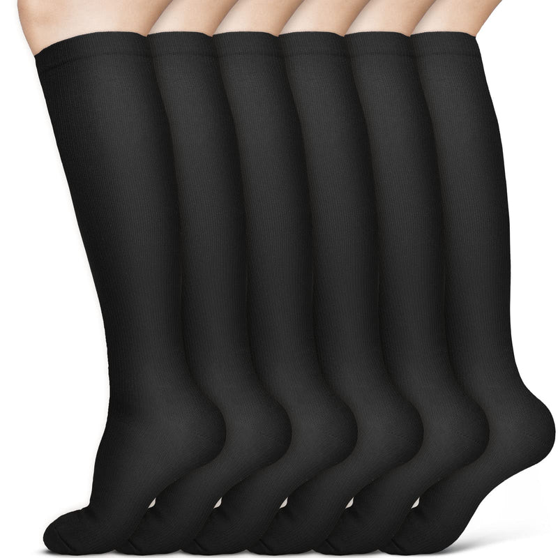 Acwoo Compression Socks For Men And Women, 6 Pairs Of Support Stockings, Medical Compression Socks, Black Thrombosis Socks With 15-20 Mmhg, Compression Socks For Nurse Accessories - NewNest Australia