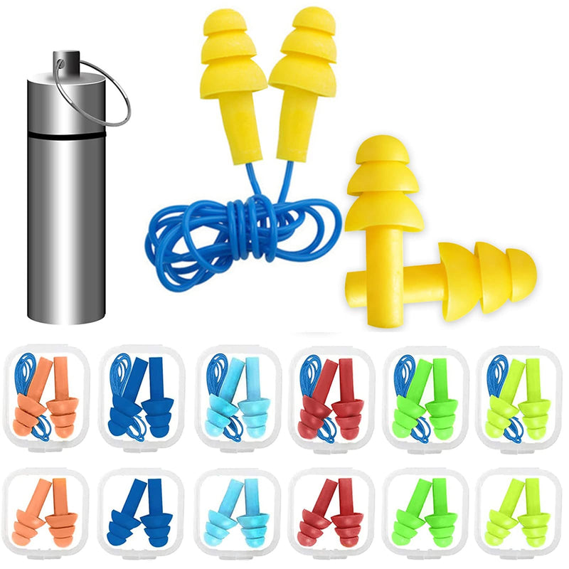 14 pairs of silicone ear plugs, sleeping ear plugs, hearing protection ear plugs set, ear plugs with storage box, ear plugs with cord, reusable - NewNest Australia