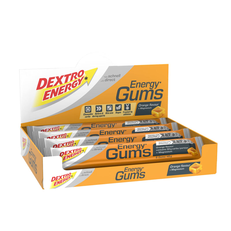 Dextro Energy Energy Gums - Delicious Vegan Carbohydrate Fruit Gum For Endurance Athletes - Alternative To Liquid Gel - Orange + Magnesium - 8 X 45 G (Pack Of 8) - NewNest Australia