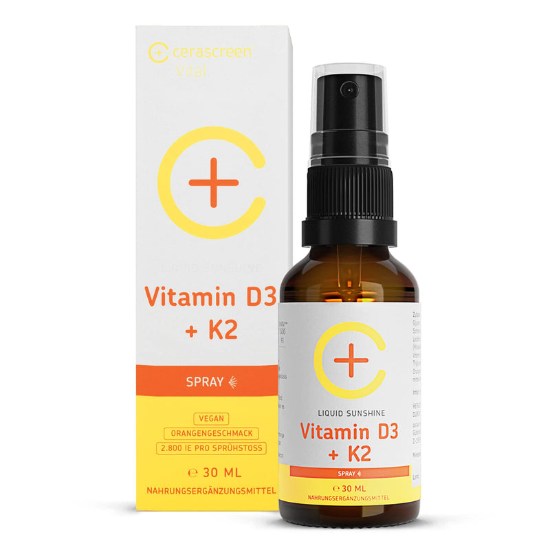 Cerascreen Vital Vitamin D3 + K2 Spray 30ml (all-trans) | 2800 IU per spray | Made in Germany | High dosage & vegan | Fill up the depot with sun vitamin complex | Premium quality - NewNest Australia