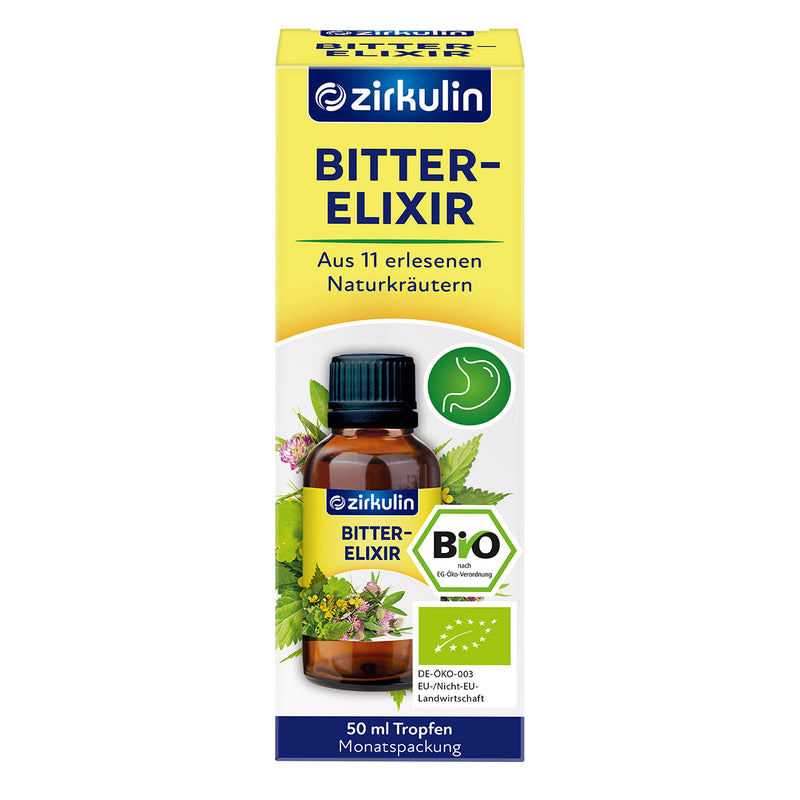 Zirkulin Bitter-Elixir - Organic Bitter Drops 50 Ml - Bitter Substances From 11 Exquisite Herbs 4-8:1 Extract - Hildegard Von Bingen - Vegan, Sugar-Free - Range 1,800 Drops - NewNest Australia