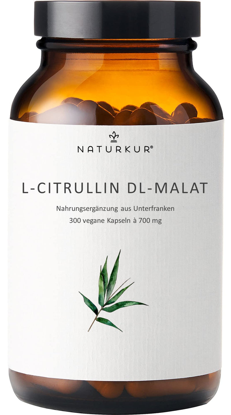 Naturkur® L-Citrulline 700 mg - 300 capsules in a pharmacist jar - L-Citrulline DL-Malate 2:1, vegan, laboratory tested, without additives, handmade in Lower Franconia - NewNest Australia